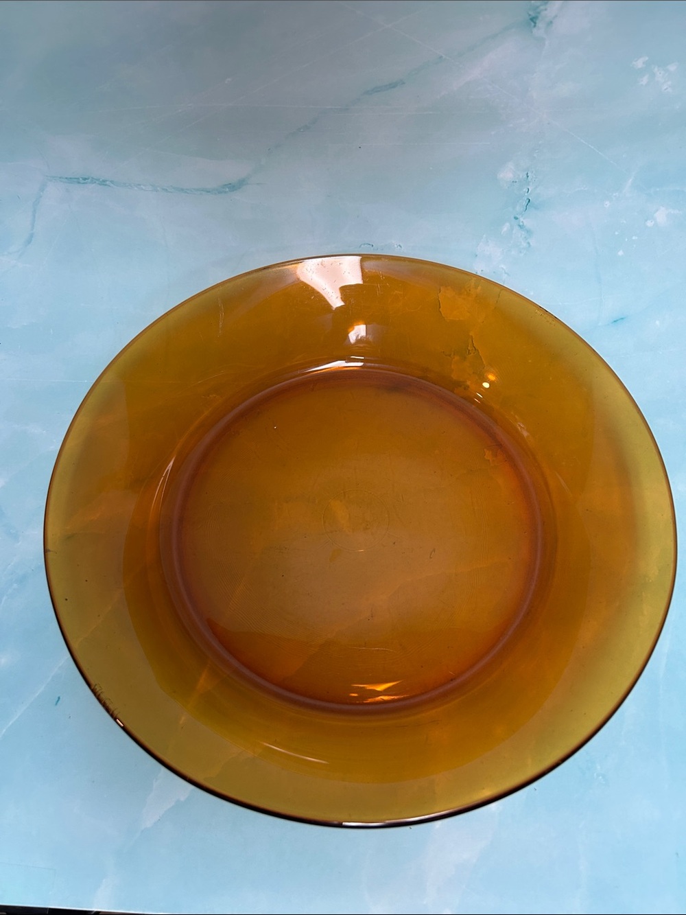 Vintage Duralex France Amber Glass Serving Bowl 11 inches